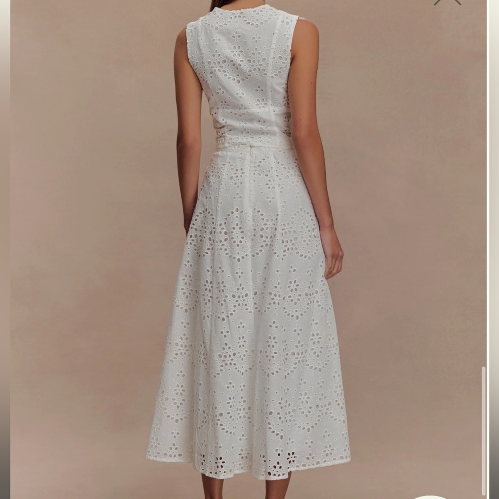 Meshki Arla Broderie White Eyelet Sleeveless top and Midi Skirt set - Picture 2 of 6
